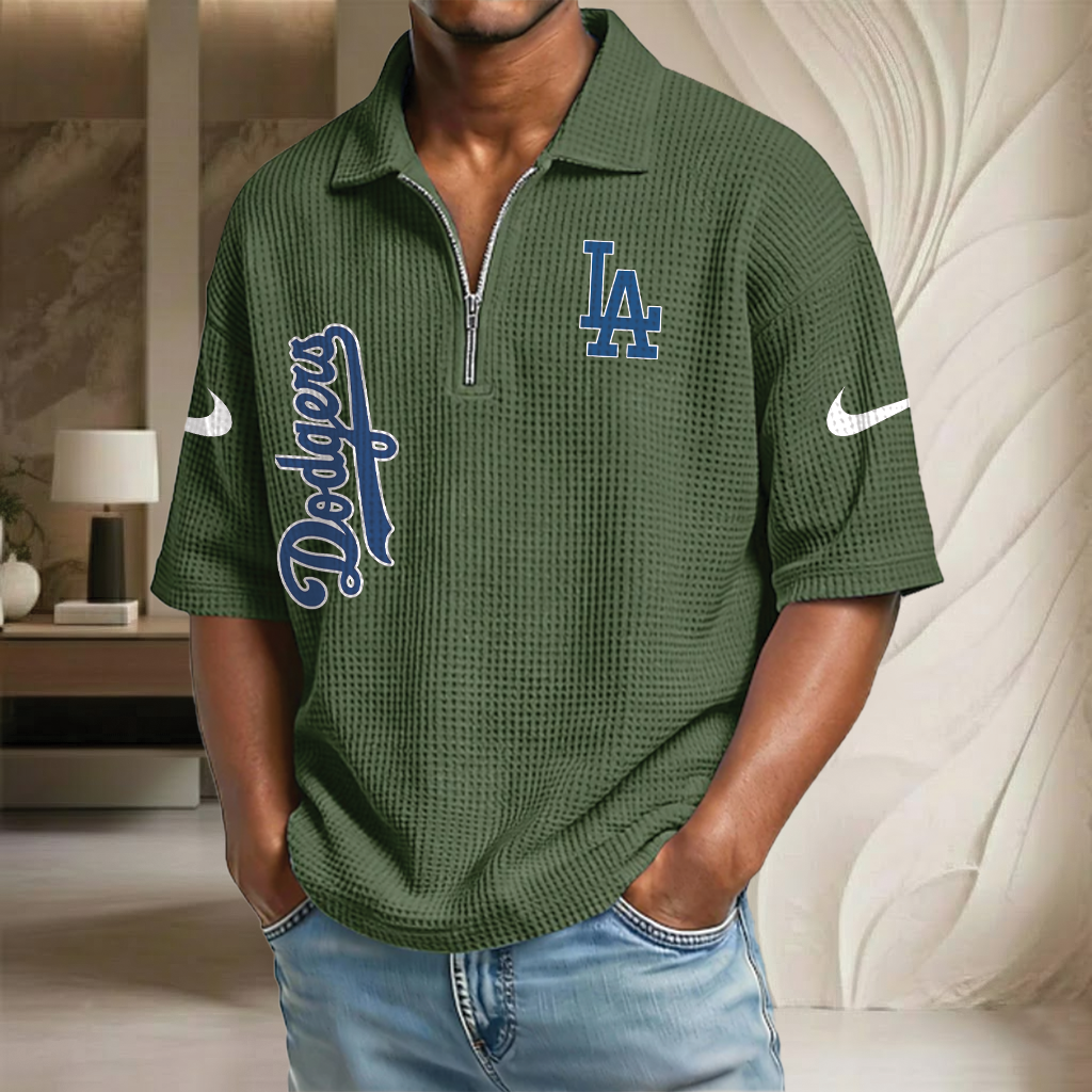 MLB x LAD Waffle Half-Zip Polo Shirt HLP 070326 HLPHUONG
