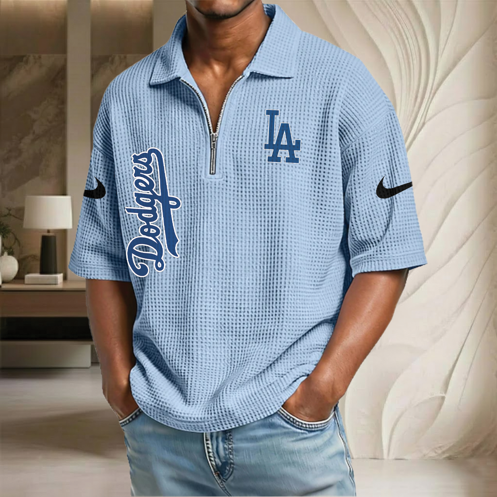 MLB x LAD Waffle Half-Zip Polo Shirt HLP 070326 HLPHUONG