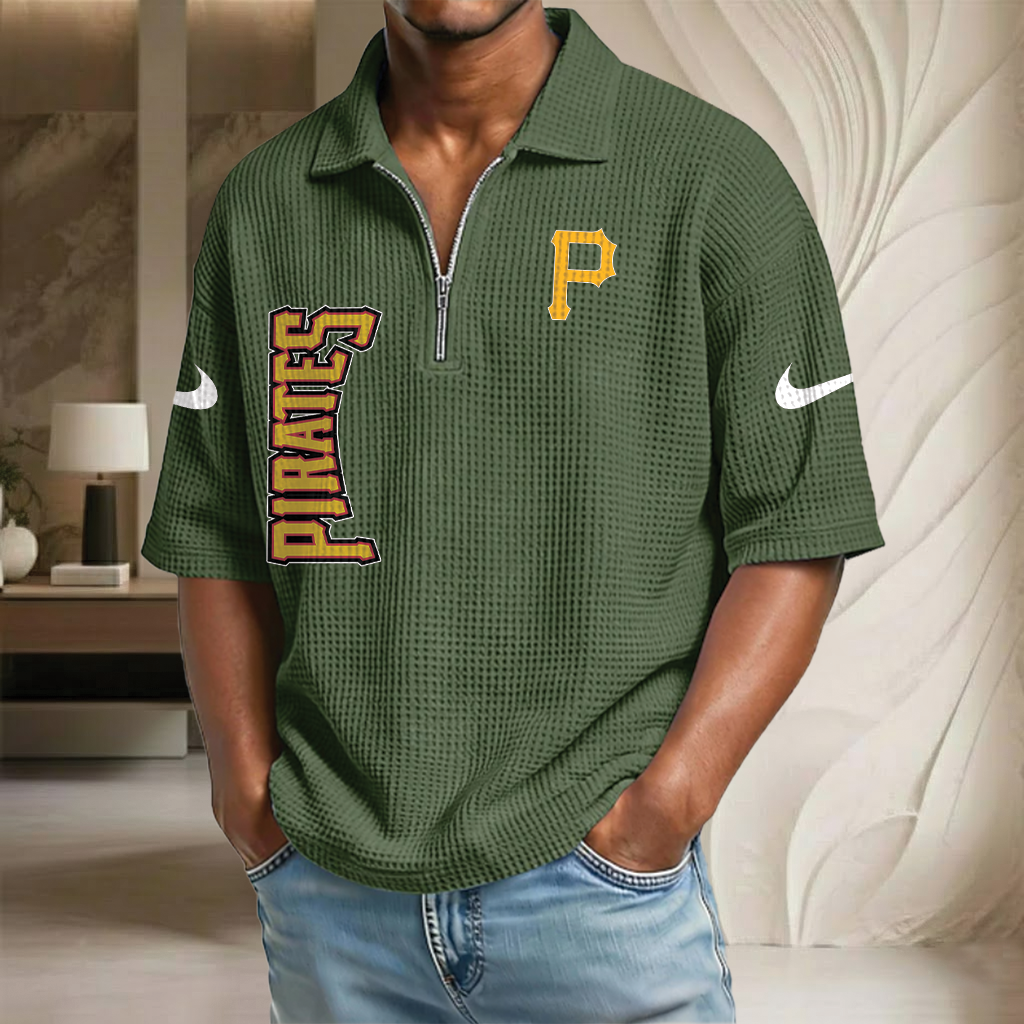 MLB x PIT Waffle Half-Zip Polo Shirt HLP 070326 HLPHUONG