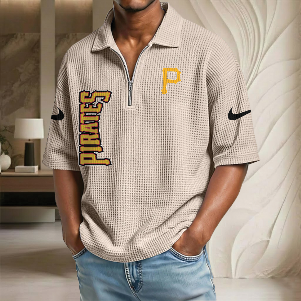 MLB x PIT Waffle Half-Zip Polo Shirt HLP 070326 HLPHUONG