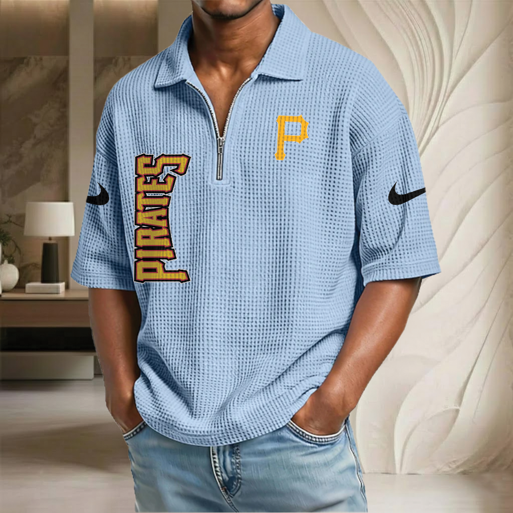 MLB x PIT Waffle Half-Zip Polo Shirt HLP 070326 HLPHUONG