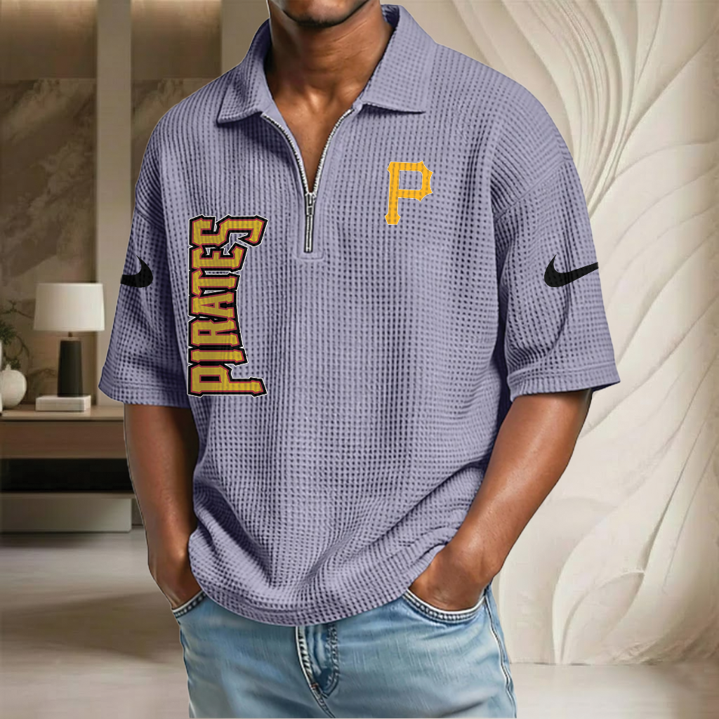 MLB x PIT Waffle Half-Zip Polo Shirt HLP 070326 HLPHUONG