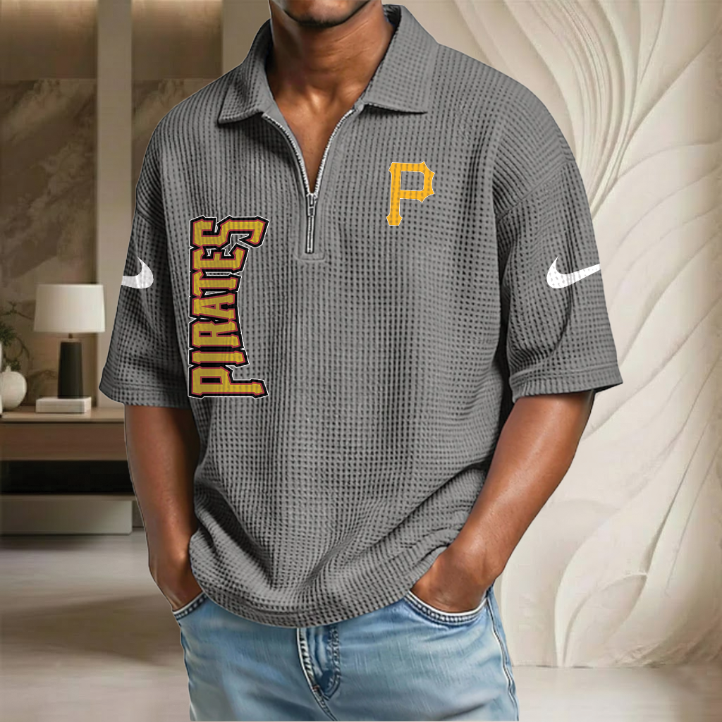 MLB x PIT Waffle Half-Zip Polo Shirt HLP 070326 HLPHUONG