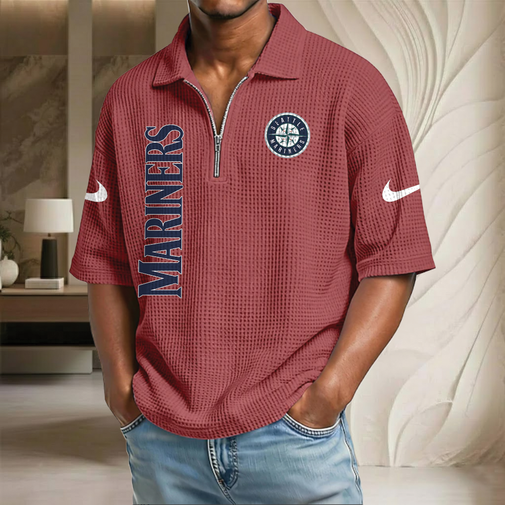 MLB x SM Waffle Half-Zip Polo Shirt HLP 070326 HLPHUONG