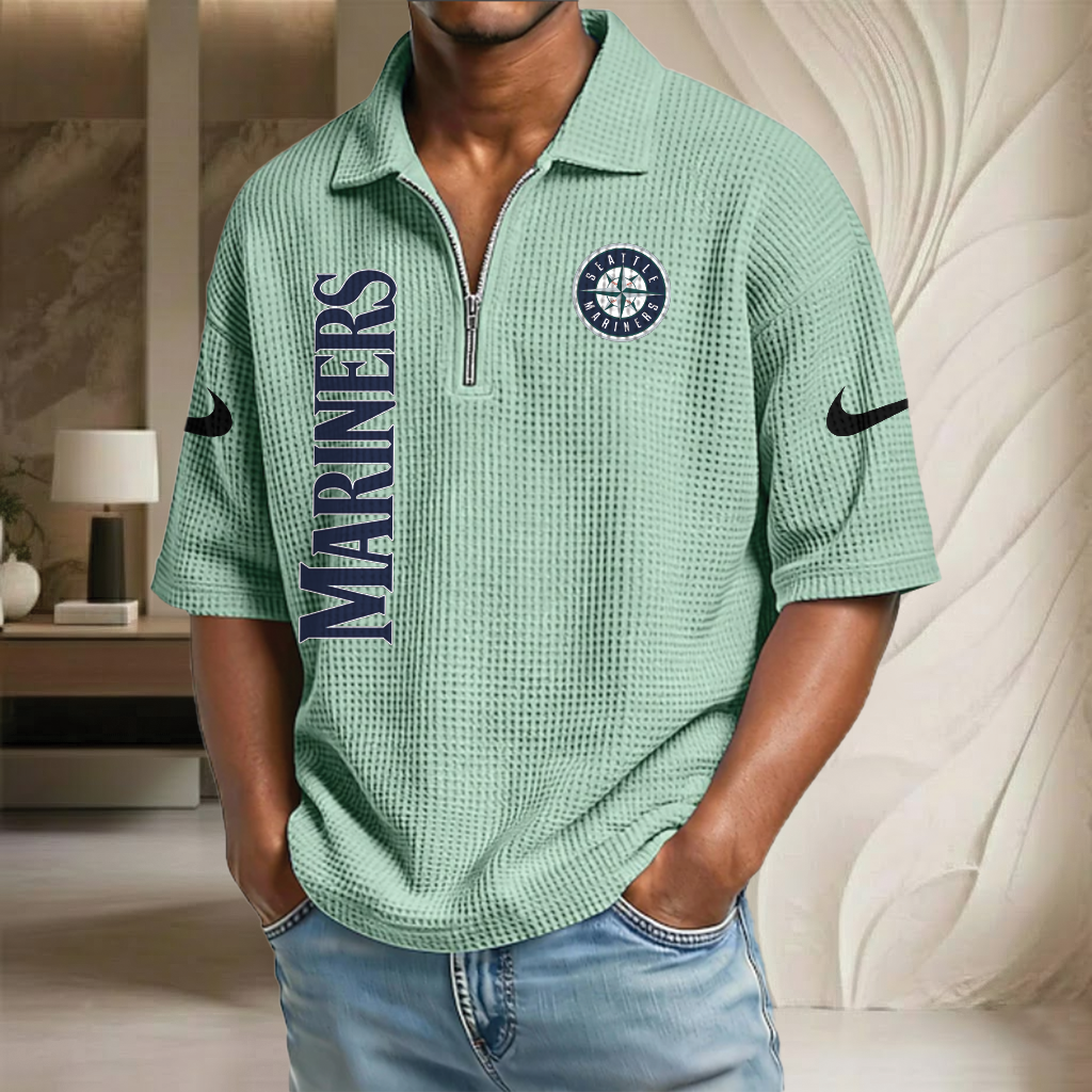 MLB x SM Waffle Half-Zip Polo Shirt HLP 070326 HLPHUONG