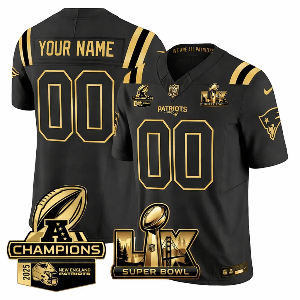 NE AFC Champs & S.B LX Patch Gold Vapor Jersey DDT  NTL