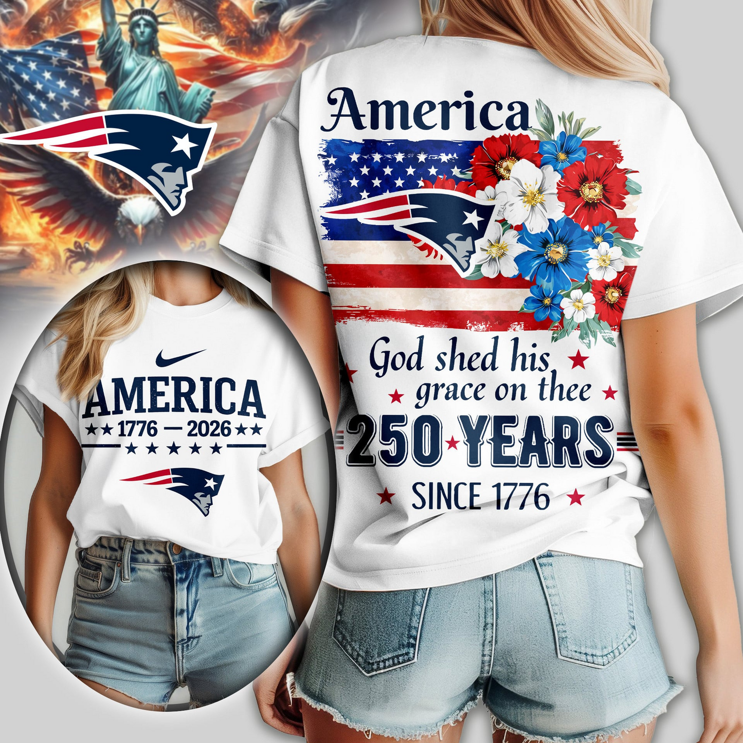 NEP Premium NFL America God Shed His Grace On Thee Women Shirt DDT  NTL