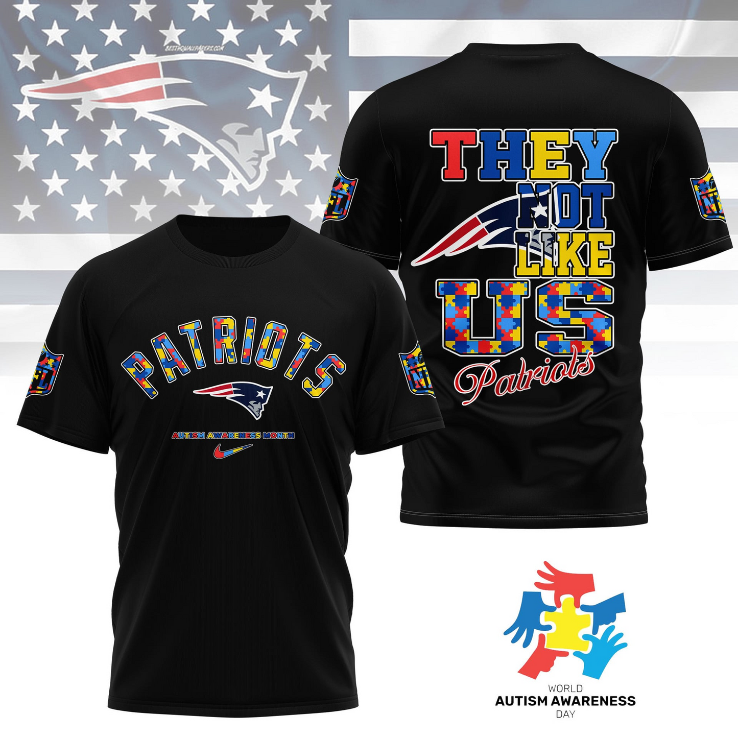 NEP Premium NFL Autism Awareness Month 3D Shirt DDT  NTL