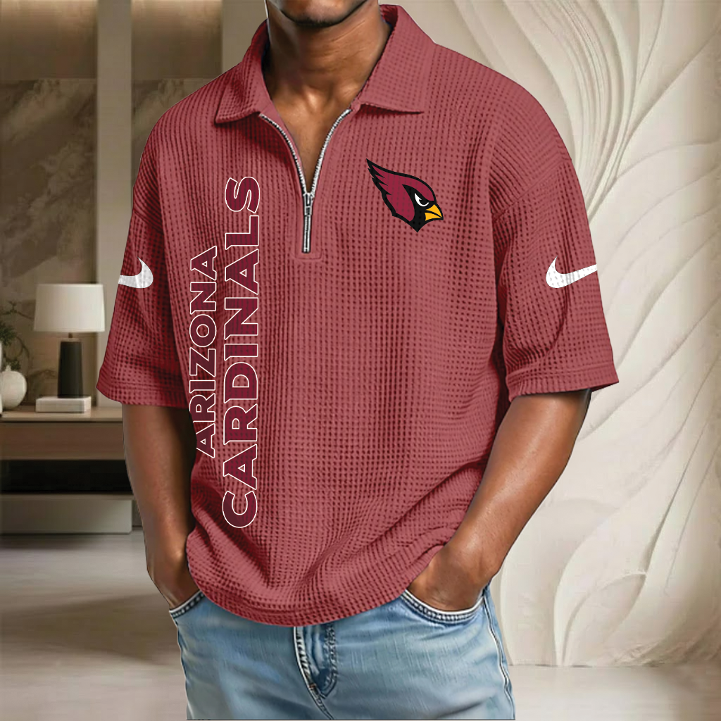 NFL x ARI Waffle Half-Zip Polo Shirt HLP 070326 HLPHUONG