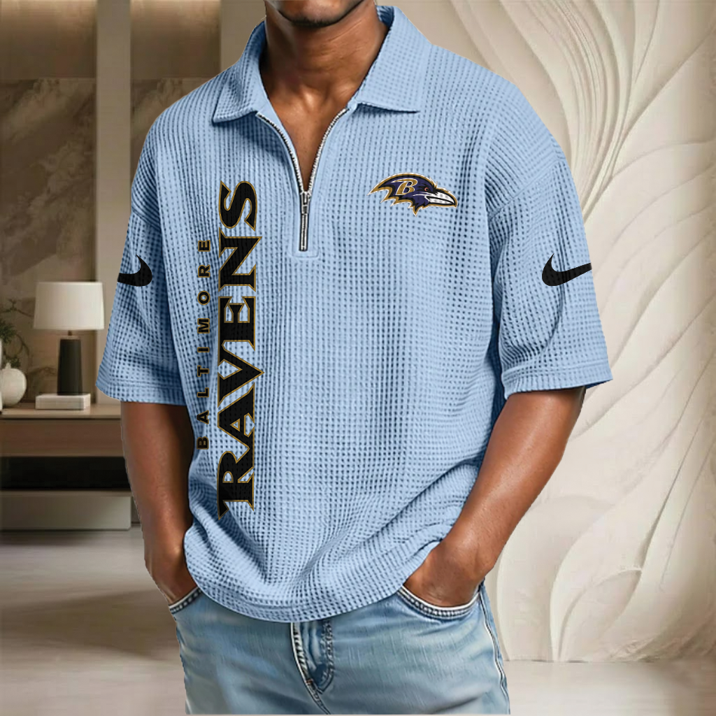 NFL x BAL Waffle Half-Zip Polo Shirt HLP 070326 HLPHUONG