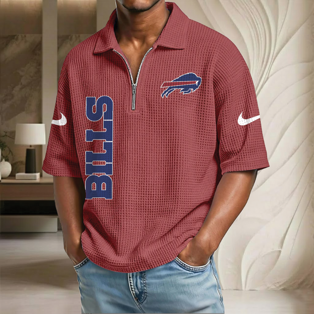 NFL x BUF Waffle Half-Zip Polo Shirt HLP 070326 HLPHUONG
