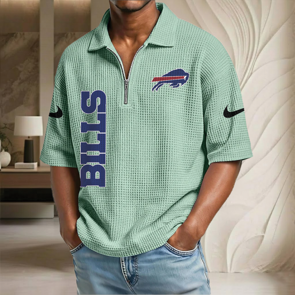 NFL x BUF Waffle Half-Zip Polo Shirt HLP 070326 HLPHUONG