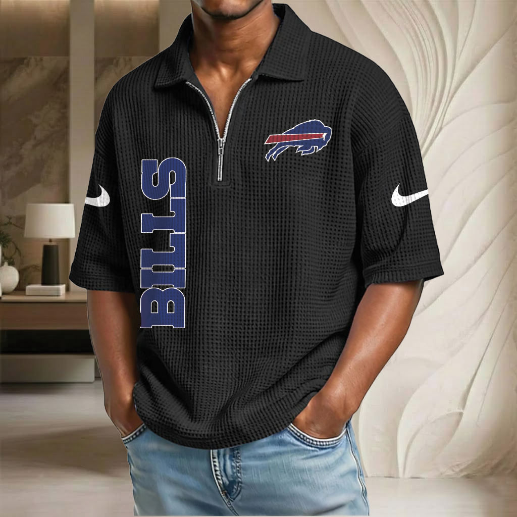 NFL x BUF Waffle Half-Zip Polo Shirt HLP 070326 HLPHUONG