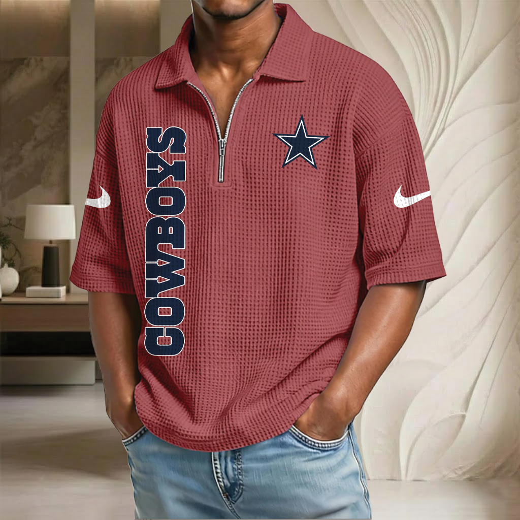 NFL x DAL Waffle Half-Zip Polo Shirt HLP 070326 HLPHUONG
