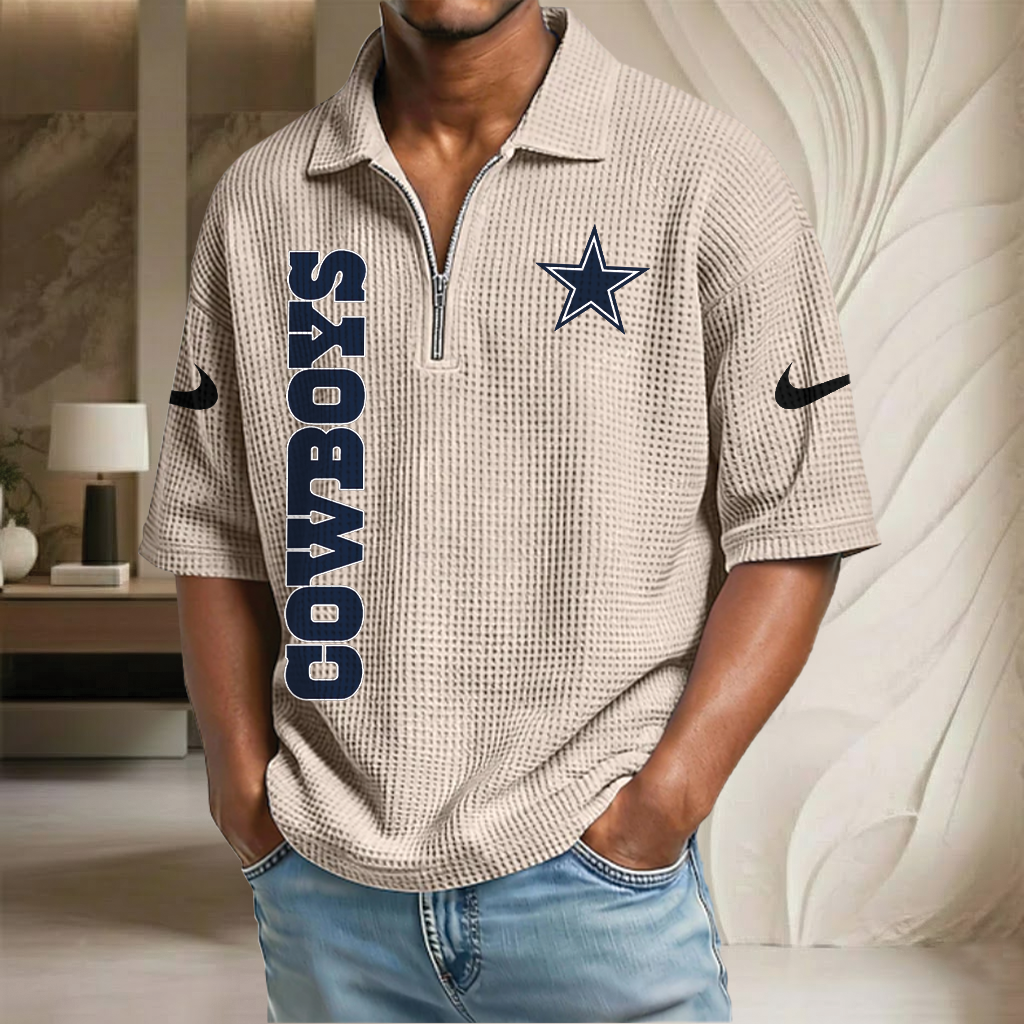 NFL x DAL Waffle Half-Zip Polo Shirt HLP 070326 HLPHUONG