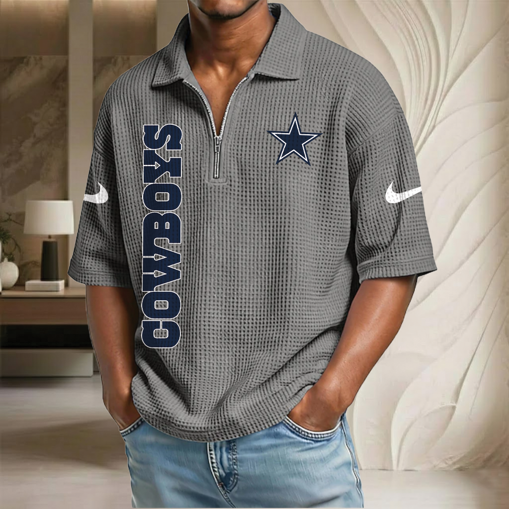 NFL x DAL Waffle Half-Zip Polo Shirt HLP 070326 HLPHUONG