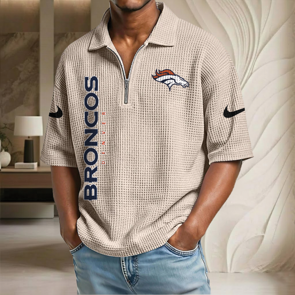 NFL x DEN Waffle Half-Zip Polo Shirt HLP 070326 HLPHUONG