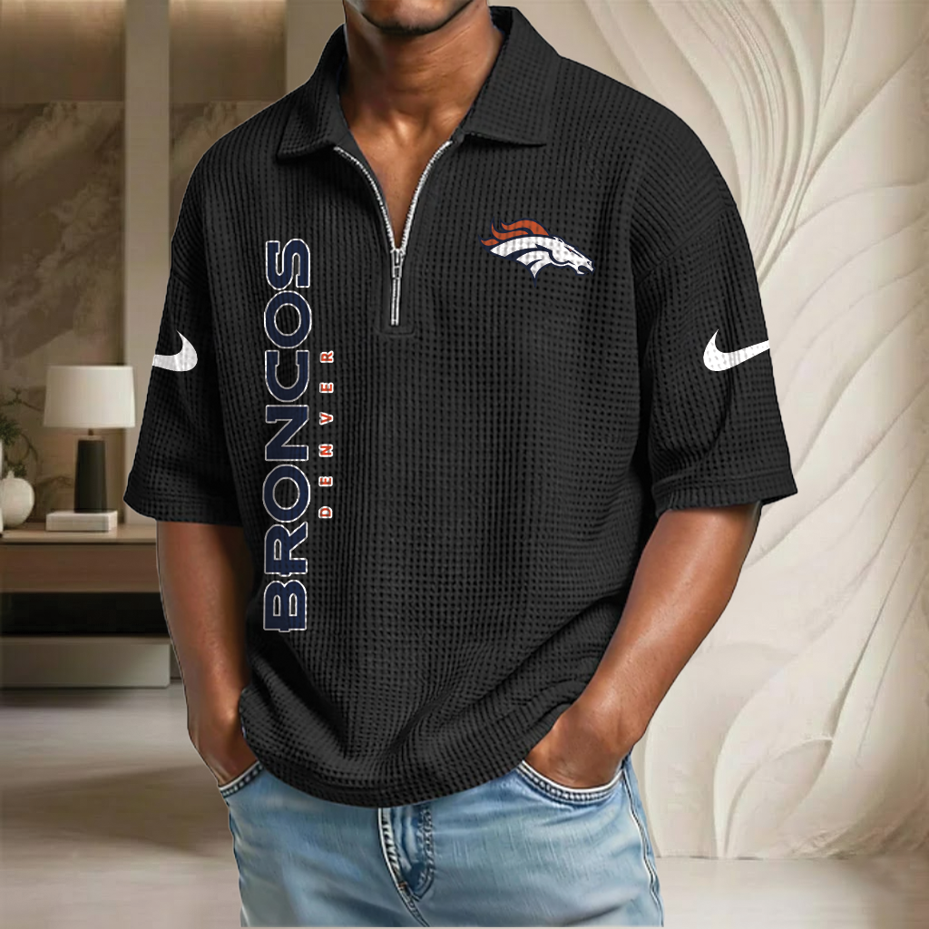 NFL x DEN Waffle Half-Zip Polo Shirt HLP 070326 HLPHUONG