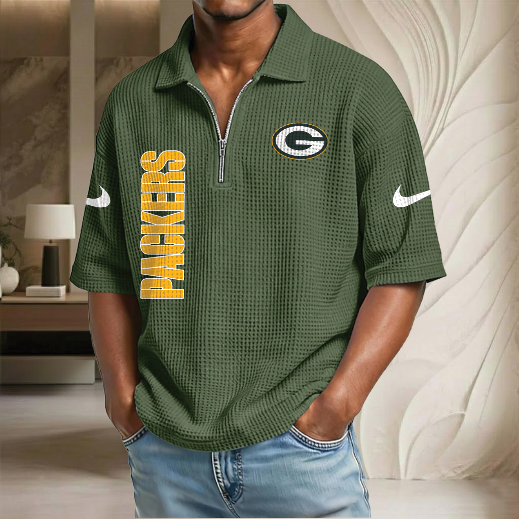 NFL x GB Waffle Half-Zip Polo Shirt HLP 070326 HLPHUONG
