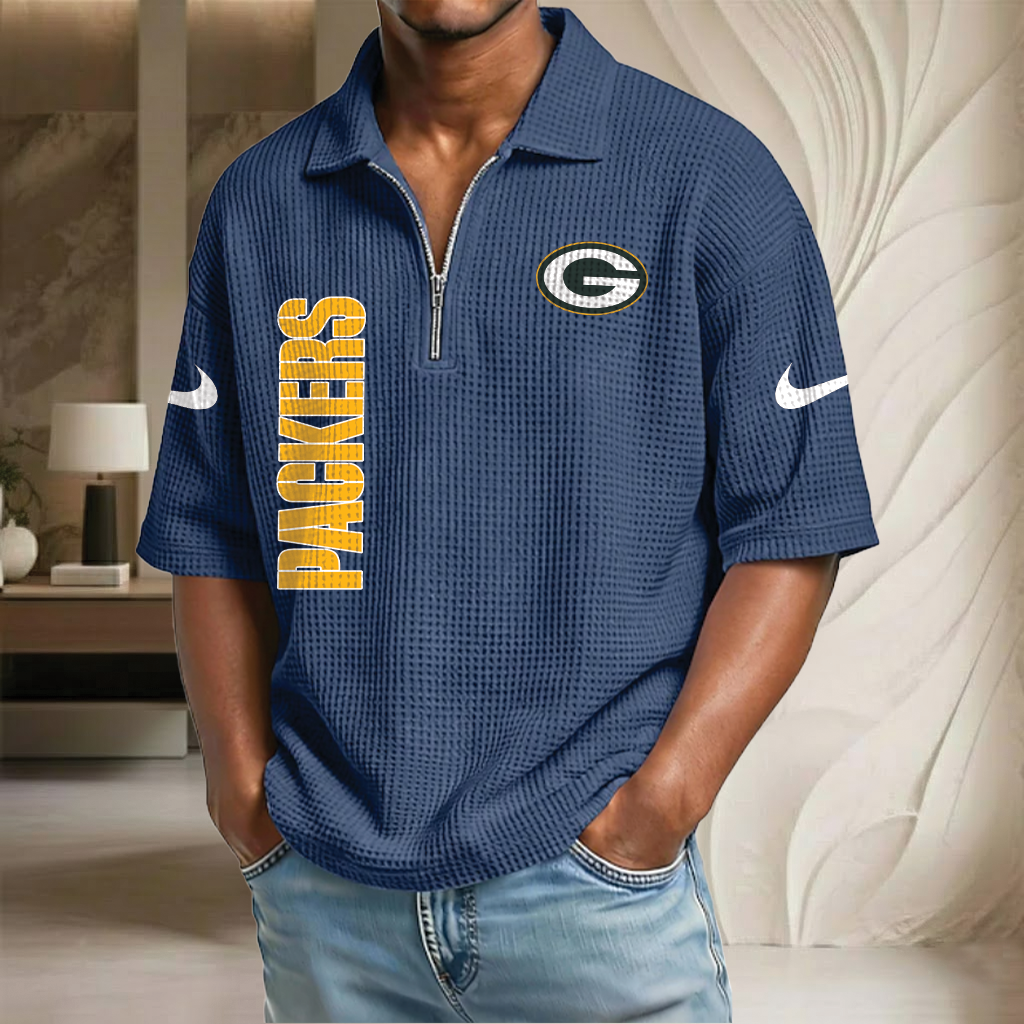 NFL x GB Waffle Half-Zip Polo Shirt HLP 070326 HLPHUONG