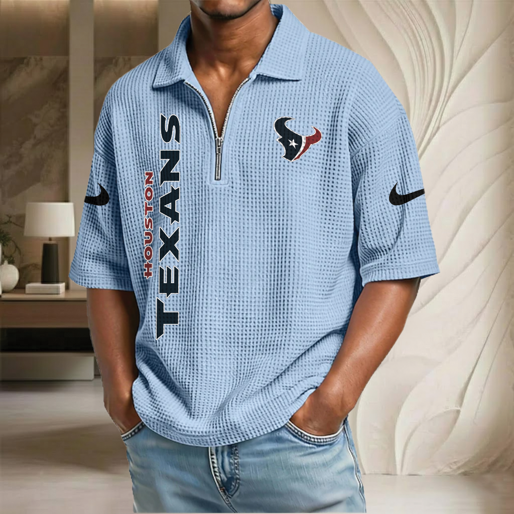 NFL x HOU Waffle Half-Zip Polo Shirt HLP 070326 HLPHUONG
