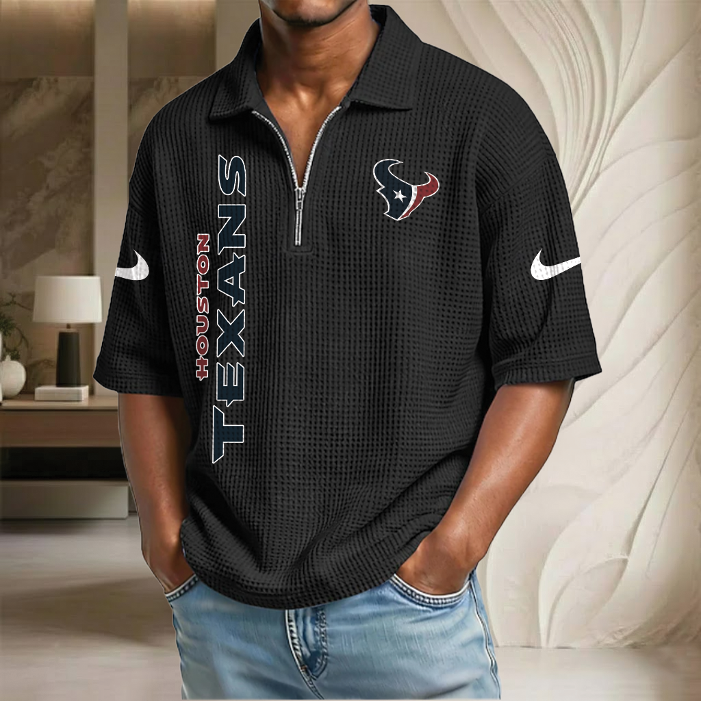 NFL x HOU Waffle Half-Zip Polo Shirt HLP 070326 HLPHUONG