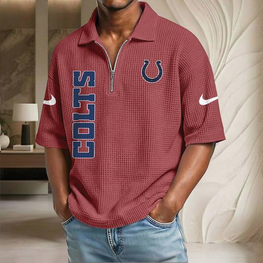 NFL x IND Waffle Half-Zip Polo Shirt HLP 070326 HLPHUONG