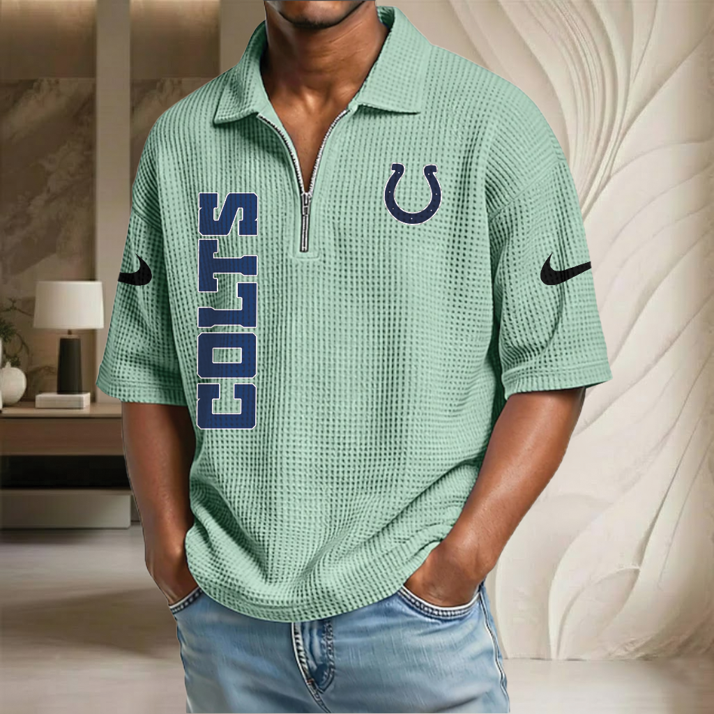NFL x IND Waffle Half-Zip Polo Shirt HLP 070326 HLPHUONG