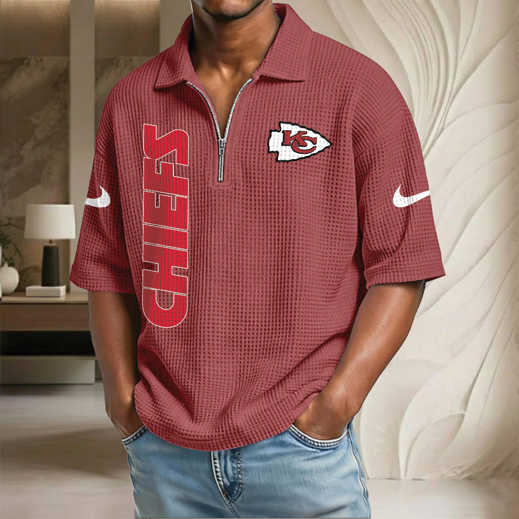 NFL x KC Waffle Half-Zip Polo Shirt HLP 070326 HLPHUONG