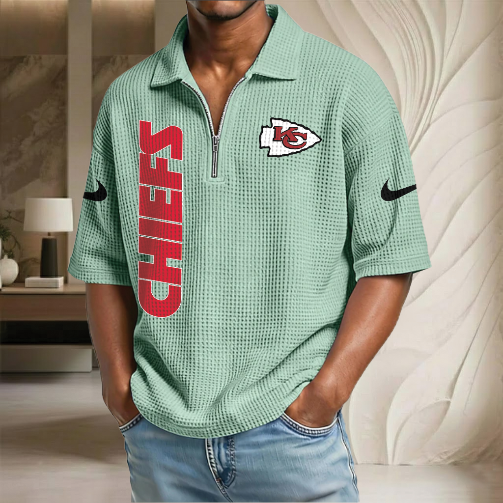 NFL x KC Waffle Half-Zip Polo Shirt HLP 070326 HLPHUONG