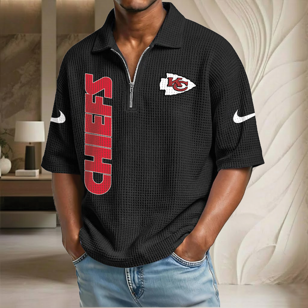 NFL x KC Waffle Half-Zip Polo Shirt HLP 070326 HLPHUONG