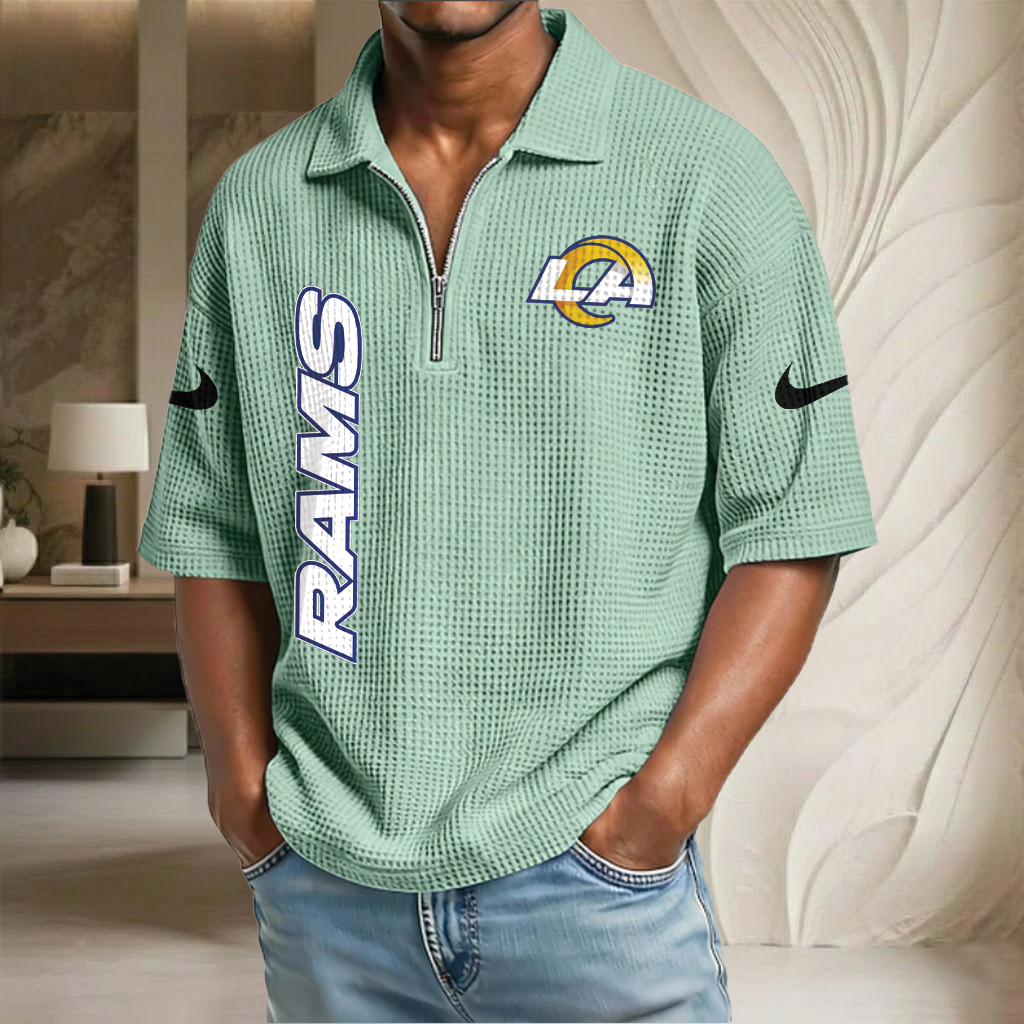 NFL x LAR Waffle Half-Zip Polo Shirt HLP 070326 HLPHUONG