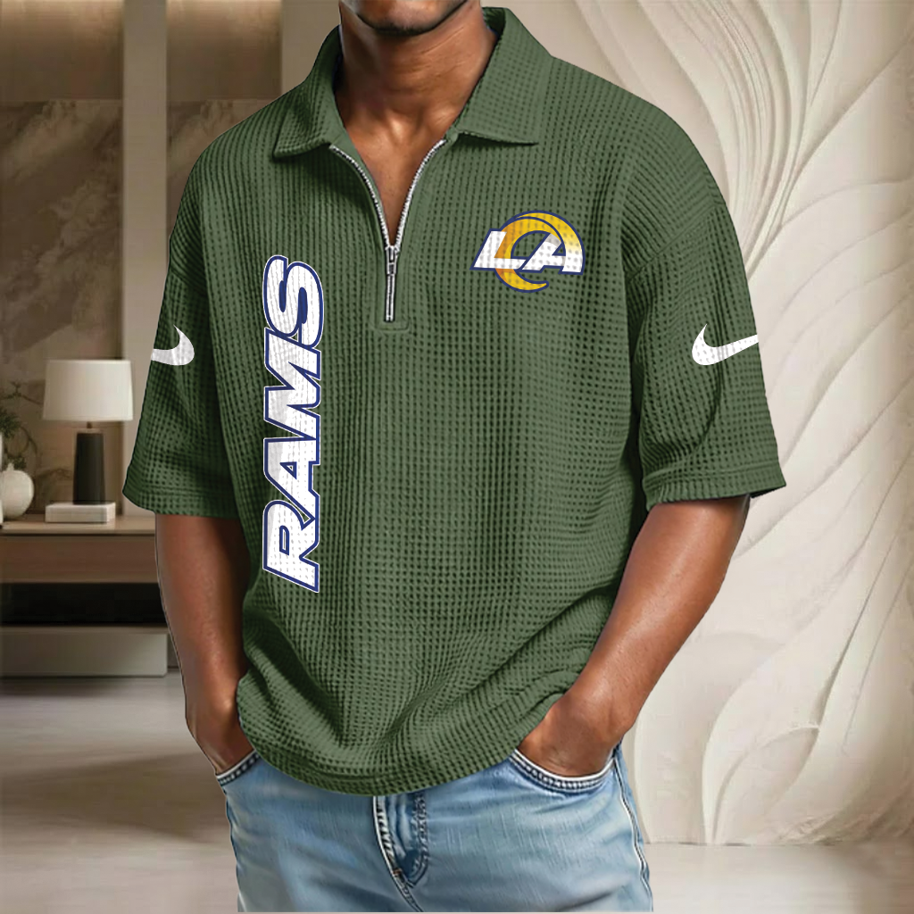 NFL x LAR Waffle Half-Zip Polo Shirt HLP 070326 HLPHUONG