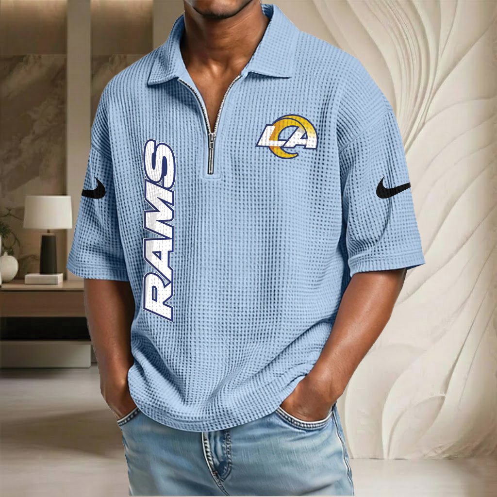 NFL x LAR Waffle Half-Zip Polo Shirt HLP 070326 HLPHUONG