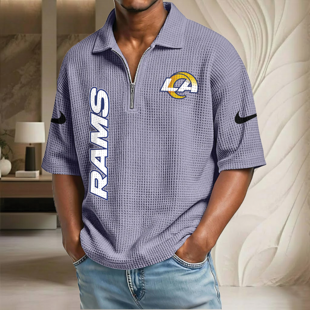 NFL x LAR Waffle Half-Zip Polo Shirt HLP 070326 HLPHUONG