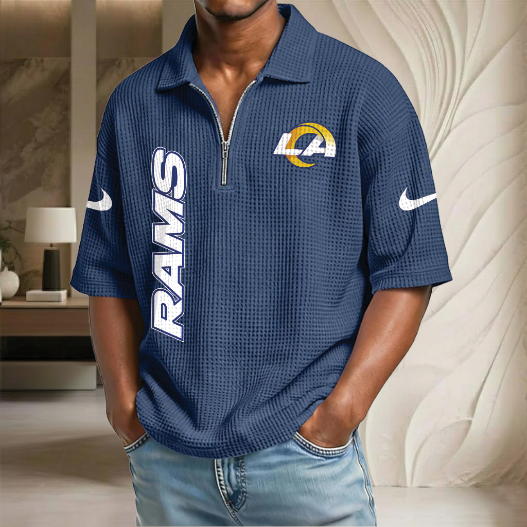 NFL x LAR Waffle Half-Zip Polo Shirt HLP 070326 HLPHUONG