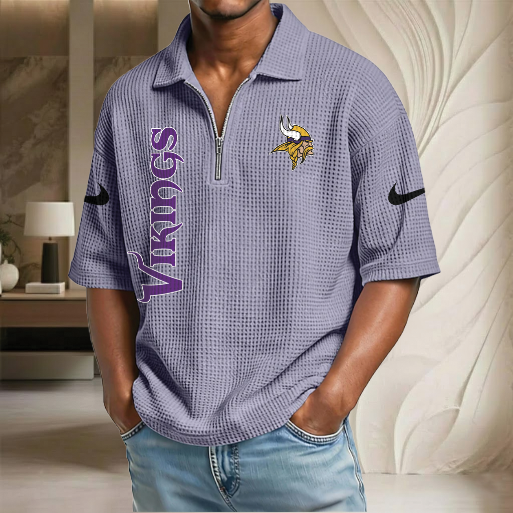 NFL x MIN Waffle Half-Zip Polo Shirt HLP 070326 HLPHUONG