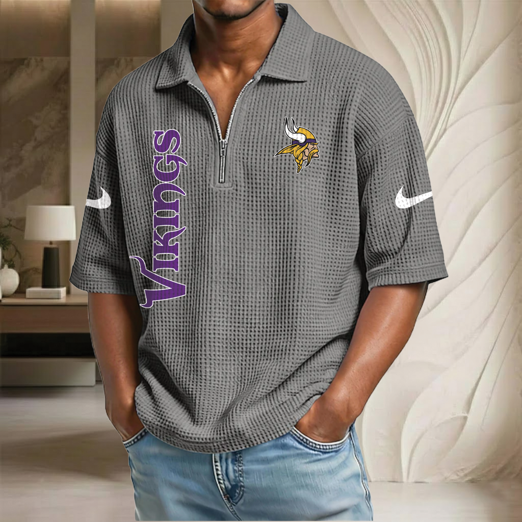 NFL x MIN Waffle Half-Zip Polo Shirt HLP 070326 HLPHUONG