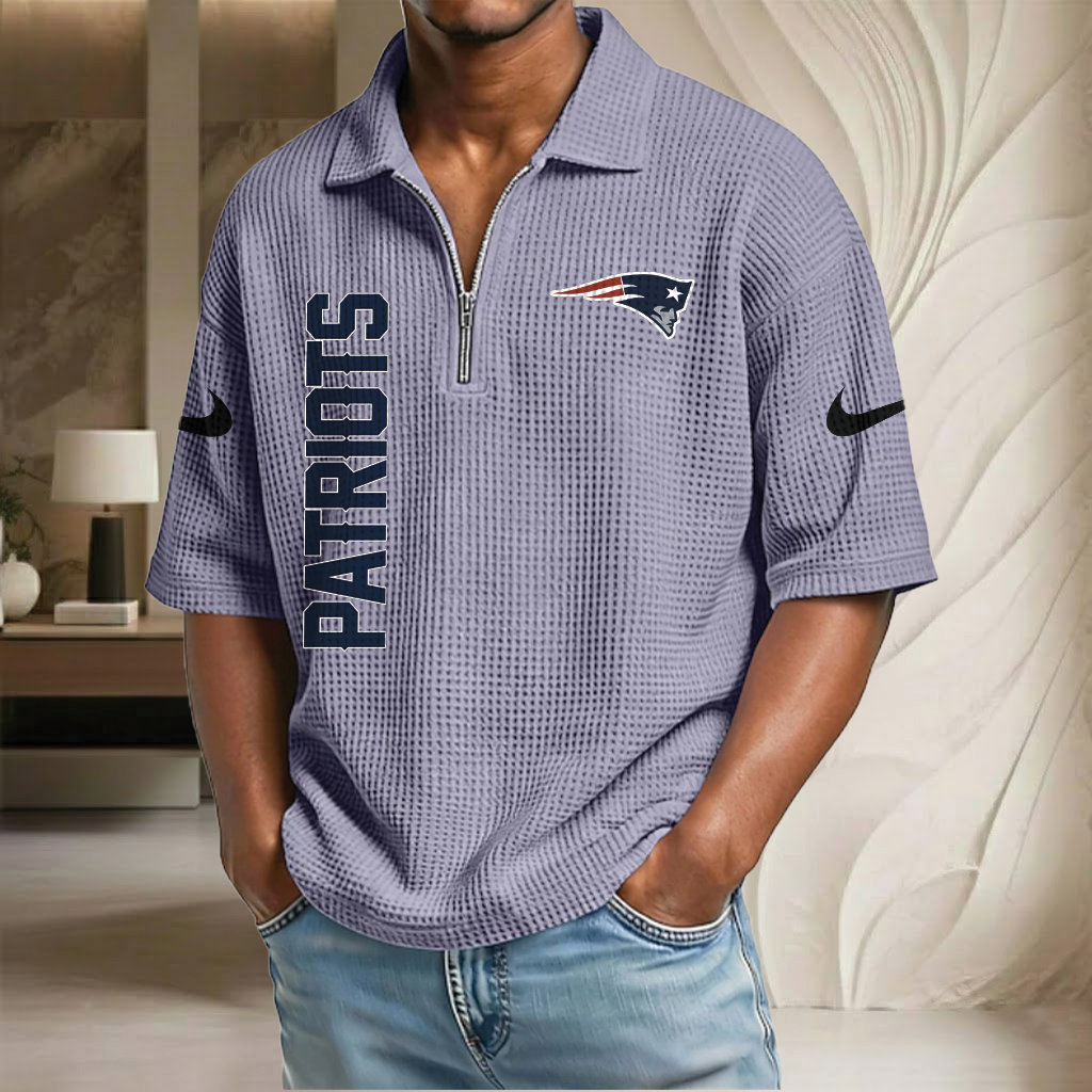 NFL x NE Waffle Half-Zip Polo Shirt HLP 070326 HLPHUONG