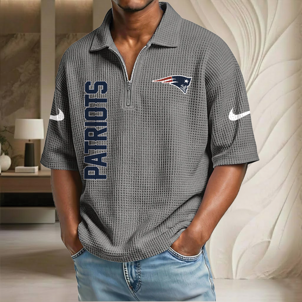 NFL x NE Waffle Half-Zip Polo Shirt HLP 070326 HLPHUONG