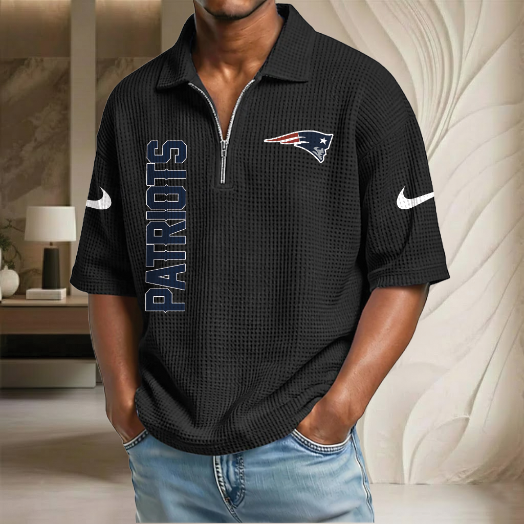 NFL x NE Waffle Half-Zip Polo Shirt HLP 070326 HLPHUONG