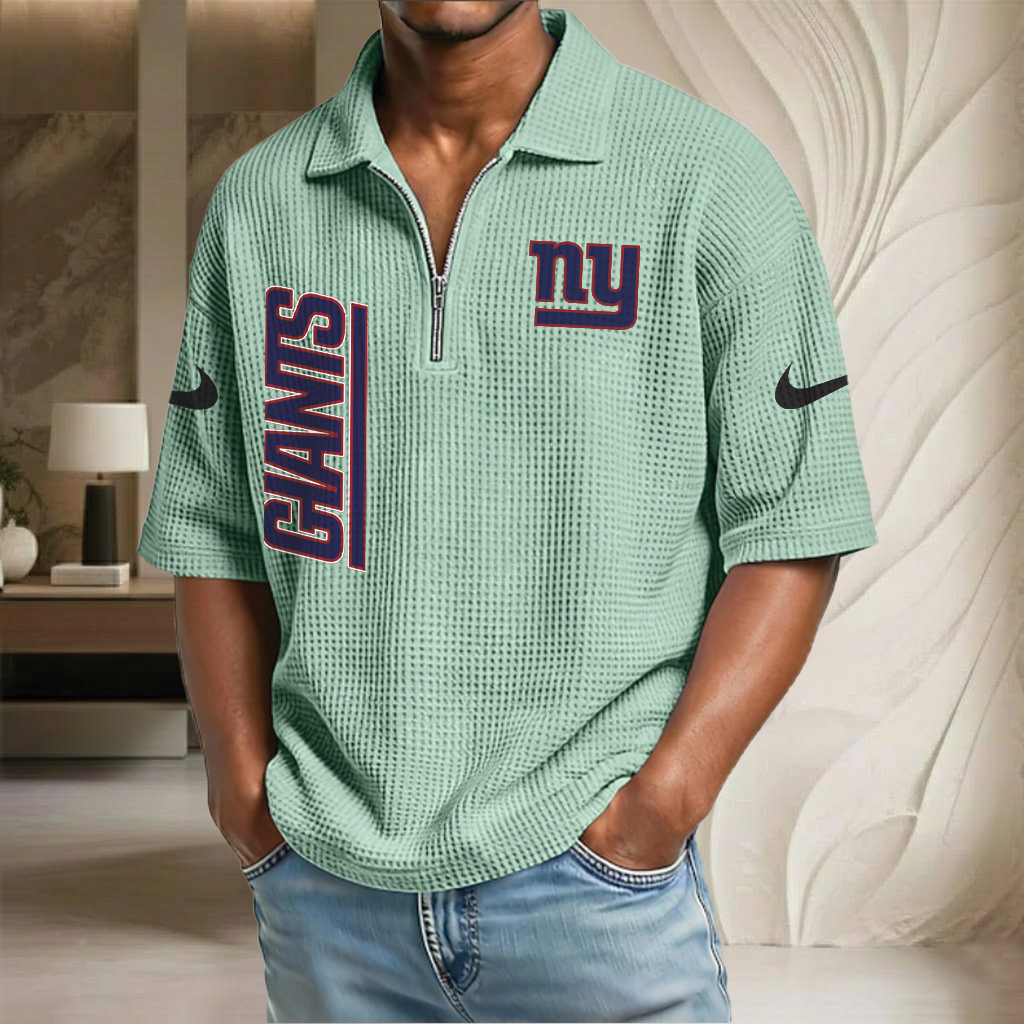 NFL x NYG Waffle Half-Zip Polo Shirt HLP 070326 HLPHUONG