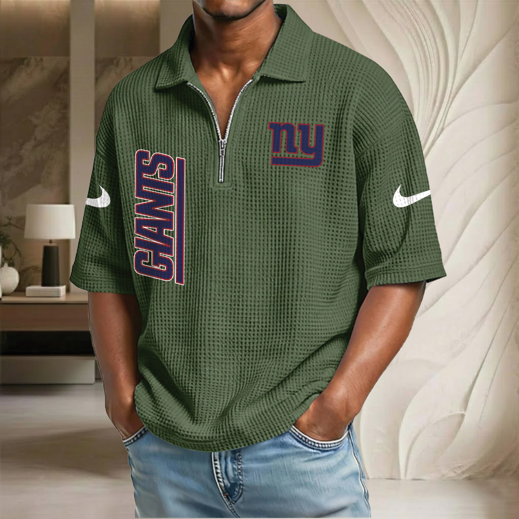 NFL x NYG Waffle Half-Zip Polo Shirt HLP 070326 HLPHUONG