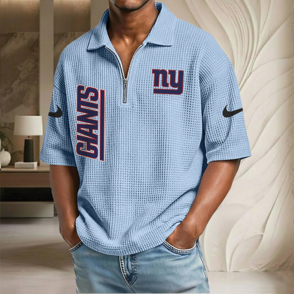 NFL x NYG Waffle Half-Zip Polo Shirt HLP 070326 HLPHUONG