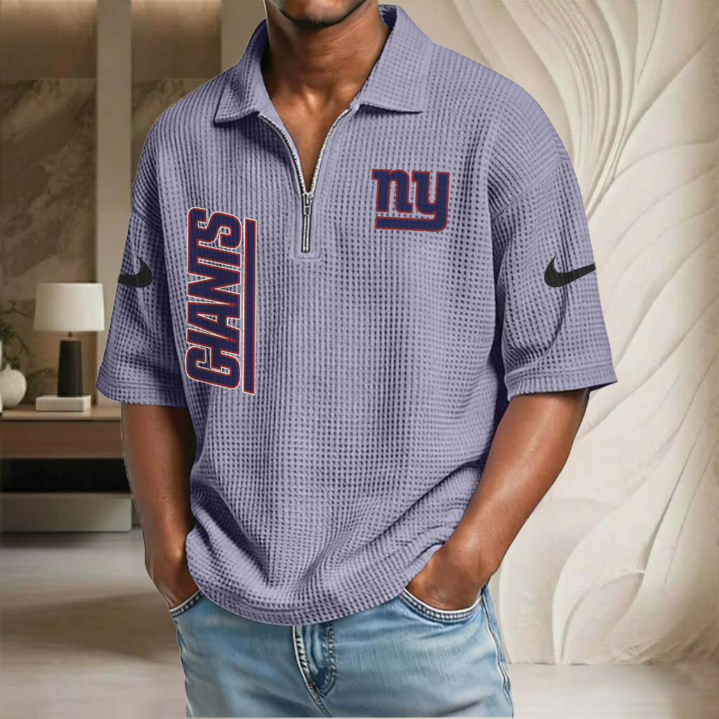 NFL x NYG Waffle Half-Zip Polo Shirt HLP 070326 HLPHUONG