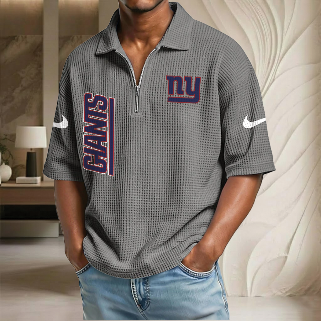 NFL x NYG Waffle Half-Zip Polo Shirt HLP 070326 HLPHUONG