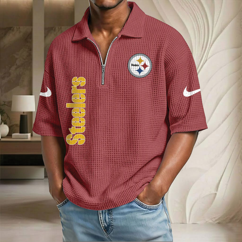 NFL x PIT Waffle Half-Zip Polo Shirt HLP 070326 HLPHUONG