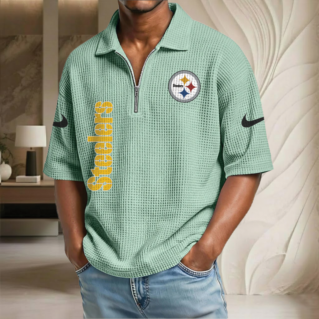 NFL x PIT Waffle Half-Zip Polo Shirt HLP 070326 HLPHUONG