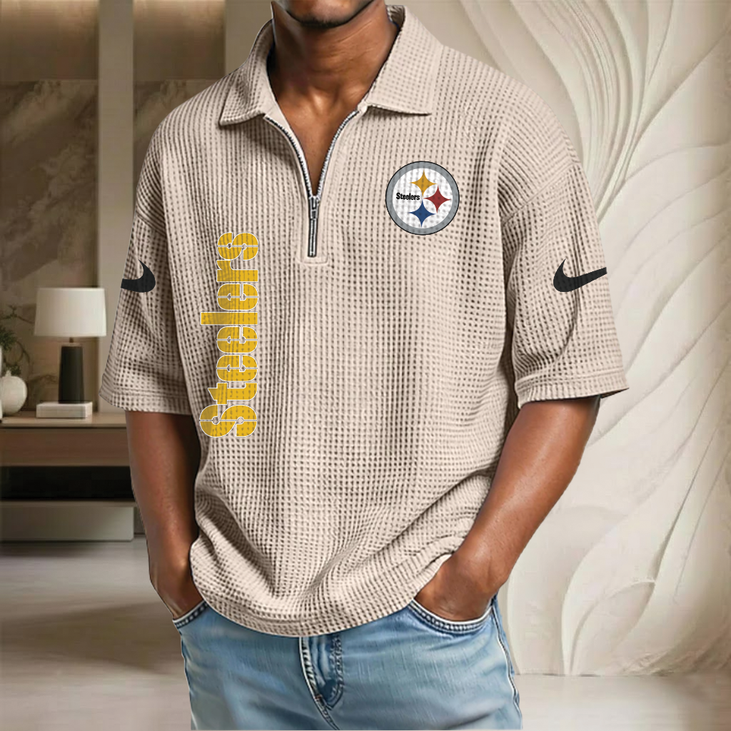 NFL x PIT Waffle Half-Zip Polo Shirt HLP 070326 HLPHUONG