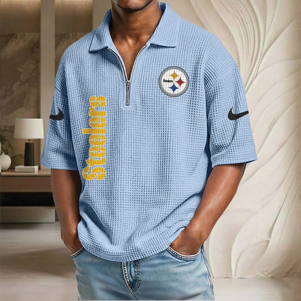 NFL x PIT Waffle Half-Zip Polo Shirt HLP 070326 HLPHUONG